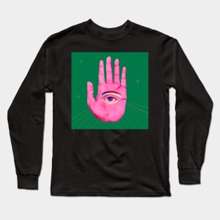 Psychedelic evil eye in pink Long Sleeve T-Shirt